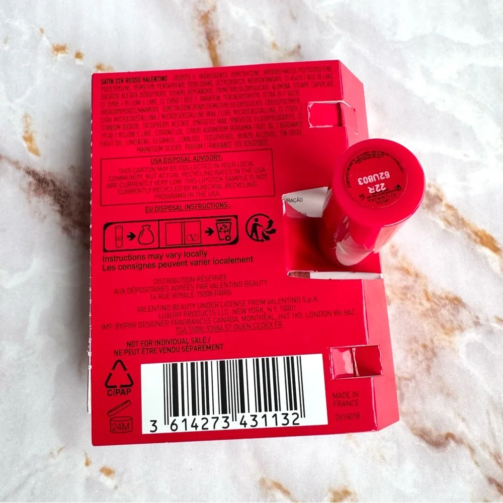 Valentino Rosso Valentino 22R Striking Satin Lip Color Red Deluxe Mini .03oz New